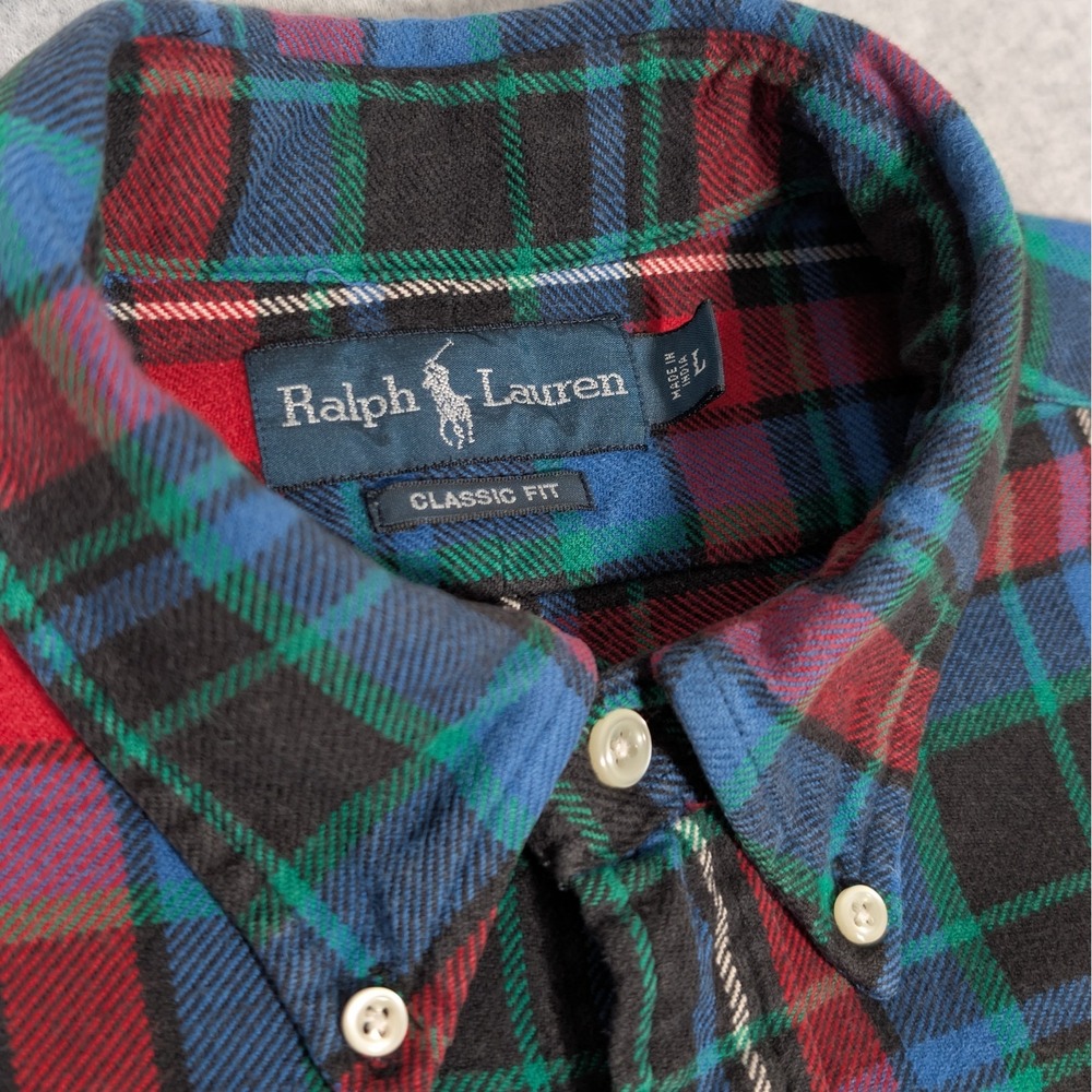 Ralph Lauren Button Down Flannel Shirt Mens Size Large Classic Fit Multi Plaid - Picture 2 of 8